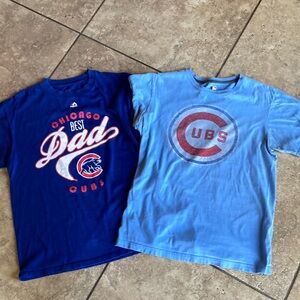 Chicago Cubs Mens 2 T-Shirts Size M Father’s Day Gift Idea Blue Logo Nice!